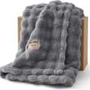 Bedsure 3D Fleece Bubble Blanket for Couch - GentleSoft Grey Twin Blanket for Sofa Bed Room Decor - Luxury Soft Cozy Gifts for Women, Lightweight, All Seasons, Grey, 60"80"