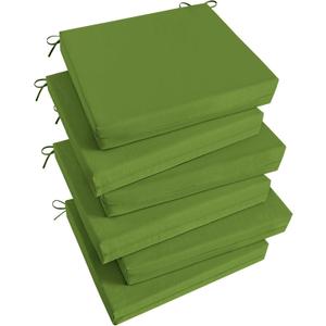 Basic Beyond Outdoor Chair Cushions Set of 6, Square Corner Outdoor Cushions for Patio Furniture, Water Resistant Patio Chair Cushions with 2 Ties, 18.5x16x3, Grass Green