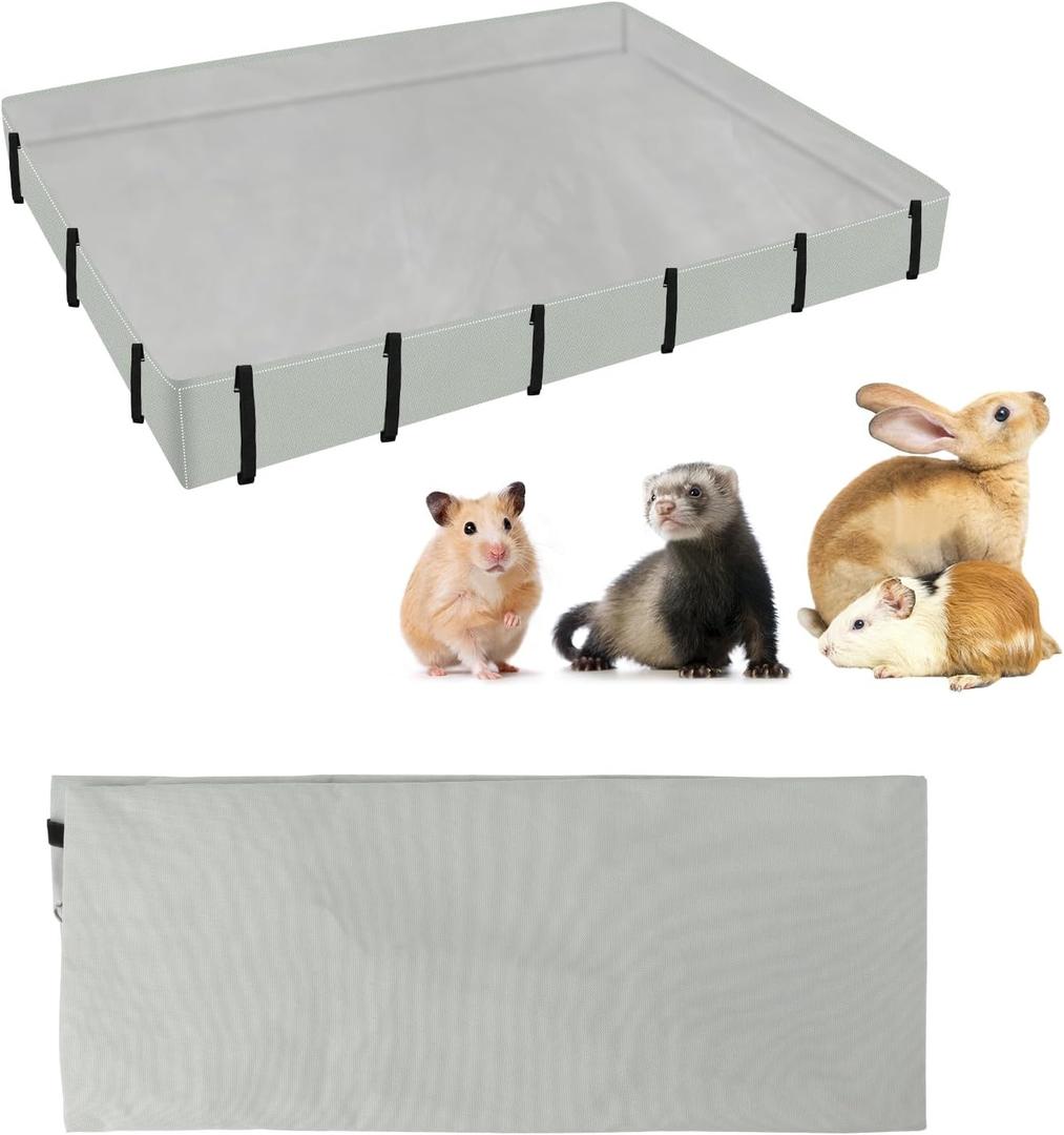 Waterproof Guinea Pig Cage Tarp Bottom for C & C Grids Habitat, 36"*24" Washable Guinea Pig Cage Liner Base for Rabbits Hamsters Hedgehogs Ferrets Small Pets (No Cage) (Grey)