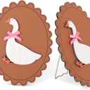 2Pack 3D Wooden Goose Wall Decor 5.91x7.87in With Stand, Goose Nursery Decor With Hook Vintage One Silly Goose Wall Art With Real Pink Bow Boho Silly Goose Decor For Kids Room For Bedroom Decors