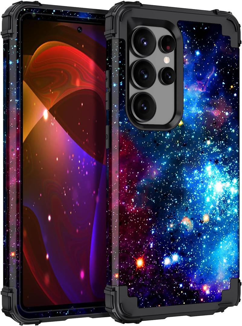 Miqala for Galaxy S25 Ultra 5G Case,Glow in The Dark Three Layer Heavy Duty Shockproof Full Protection Hard Plastic Bumper+Soft Silicone Protective Case for Samsung Galaxy S25 Ultra 6.9 inch,Blue