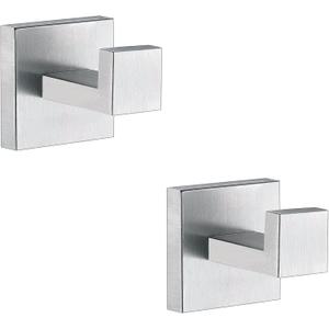 Towel Hooks for Bathrooms, Brushed Nickel Towel Hook for Kitchen Bathroom, SUS304 Stainless Steel Coat Hook, Heavy Duty Towels Holder Hooks for Hanging Towels,Coats,sponges,Clothes,Wall Mount, 2 Pack