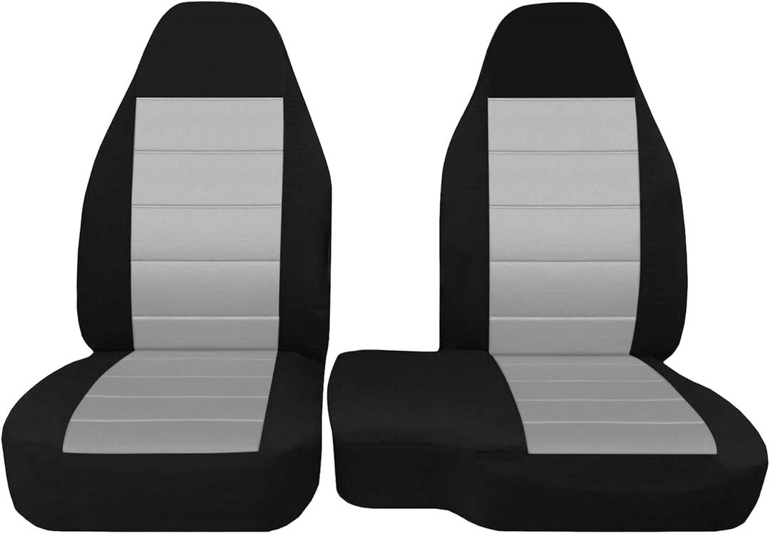 2 Pcs Front 60/40 Cloth High Back Bench Seat Cover Compatible with Ford Ranger XLT 2004 2005 2006 2007 2008 2009 2010 2011 2012-Without Console Cover-Gray