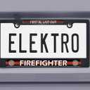 Elektroplate Firefighter First in, Last Out Automotive-Grade Black Plastic Standard Size License Plate Frame Tag Holder for Cars/SUVs/Trucks Weather-Proof Automotive Accessory