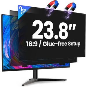 2 Pack Magnetic 23.8 Inch Computer Privacy Screen for Monitor 16:9 Aspect Ratio, Anti-Glare Blue Light Computer Monitor Privacy Shield, Removable Anti-Spy Screen Protector