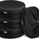 Explore Land Seasonal Tire Cover - Spare Tire Bag with Handle, Heavy Duty Winter Wheel Storage Tote Against Dust and Scratches, 4 Pack (Fits Diameters 32''-34.75'', Black)