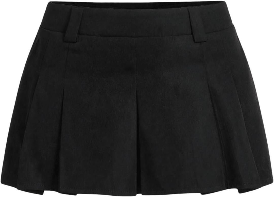 Milumia Women's High Waisted Zipper A Line Ruffle Hem Pleated Mini Skirts, L