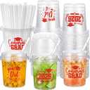 Ceenna 30 Sets 24oz Graduation Drink Buckets with Lids and Straws Class of 2026 Graduation Plastic Bucket Cups Congrats Grad Party Supplies for High School College Tailgate Party Summer Events (Red)