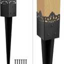 Fence Post Anchor 4''x4'', Heavy Duty Metal Fence Post Anchor Ground Spike 24''x4''x4'' for Fence, Mailbox, Bird Feeder, Decking, Banner, with The Black Powder Coating Cover on The Surface (Set 1)