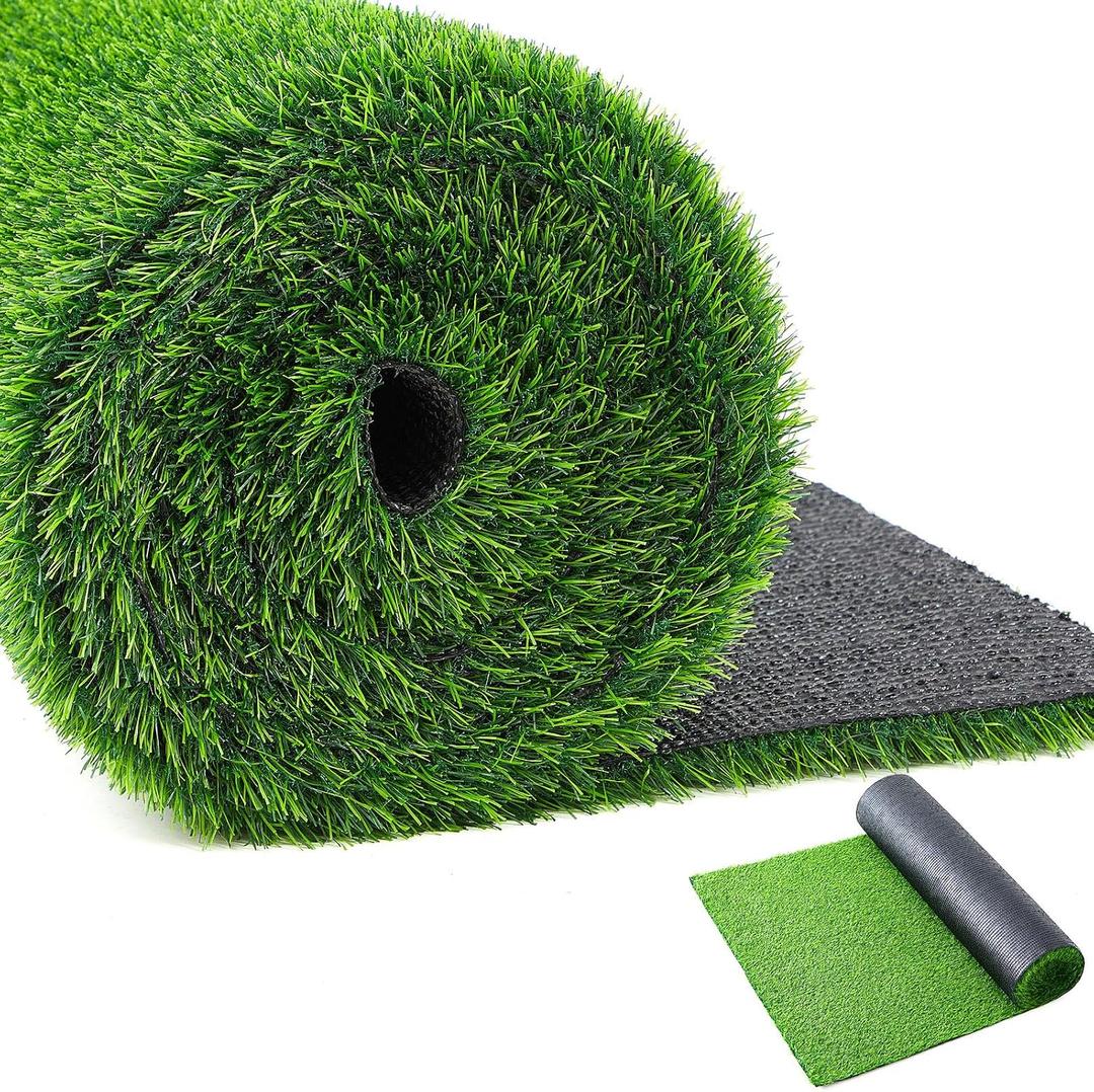 Nuanchu Artificial Grass Turf 4ft x 24ft, 96 Square ft, 1.2" Artificial Grass Rug Extra Large Outdoor Indoor Green Carpet with Drain Holes for Dogs, Patio, Balcony, Backyard 