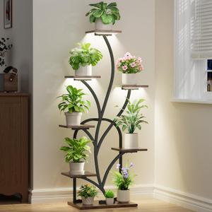 Plant Stand Indoor with Grow Lights - 51" Tall Plant Stand, Corner Plant Shelf for Indoor Plants, 8 Tiered Lighted Flower Holder, Vase-shaped Plant Rack for Living Room, Hallway, Home Decor