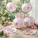 Honoson 12 Pcs Pink Rose Paper Lanterns Spring Floral Party Decorations Hanging 10 Inch Chinese Lanterns for Wedding Bridal Shower Baby Shower Tea Party Decorations