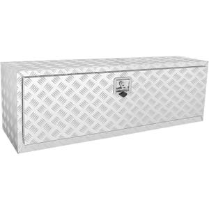 VEVOR Underbody Truck Box, 48"x17"x18" Pickup Storage Box, Heavy Duty Aluminum Diamond Plate Tool Box with Lock and Keys, Waterproof Trailer Storage Box with T-Handle Latch for Truck, Van, Trailer