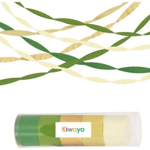 Green Gold Crepe Paper Streamers, Jungle Dinosaur Safari Forest Birthday Party Decorations Hanging(5 Rolls)- Streamers Party Dcor for Camp Bachelorette, Woodland Baby Shower, Wedding