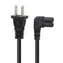 5FT TV Power Cord 2-Prong Figure 8 Power Cord Angled L-Type IEC C7 (Figure 8) Replacement Power Cord for LCD LED Mornitor, IEC C7 to Nema 1-15P