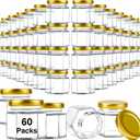 60 Pack Mini Glass Honey Jars, 2 oz Small Spice Jar, Hexagon Glass Jars with Gold Lids, Small Containers with Airtight Lids, Canning Jar for Gifts, Wedding Party Favors, DIY Crafts
