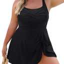 Blooming Jelly Women Plus Size One Piece Swimsuit Swim Dress Modest Tummy Control Bathing Suits Criss Cross Swim Suits (XX-Large Plus, Black)