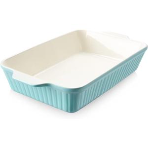 DOWAN 9x13-inch Baking Dish, Deep Casserole Dishes for Oven, Lasagna Pan Deep, 135 oz Ceramic Baking Pan with Handles, Oven Safe for Baking, Home Decor Gift, Blue