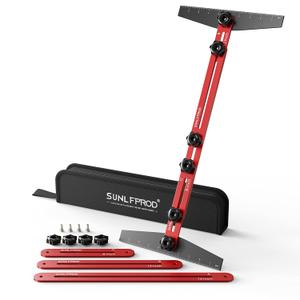 Stair Tread Template Tool - Solid Stair Tread Gauge, Stair Tools for Stair Measuring Tool Stair Gauge Jig Stair Template Stair Step Tool Shelf Template Projects (Red-Gray) (60IN)