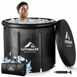 Cold Plunge - XXL Upgraded 136 Gallon Ice Bathtub With Cover Freestanding Bathtub| Portable Ice Bath With 5 Layers Surface Tech | Inflatable for Outdoor and Camping Recovery & Cold Water Therapy (35"-136Gallon, Black)