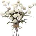 6PCS Mums Artificial Flowers with Vase - Small Silk Fake Flowers Suitable for Vase Bedroom Dining Room Living Rooms Decor Home Table Decor