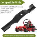 04265400 Notched High Lift Blades for 42" Mower Deck, Compatible with Gravely ZT 42 Zero Turn A-riens Zoom Series Lawn Mower, Replace 1134-9210-01, 3 Pack