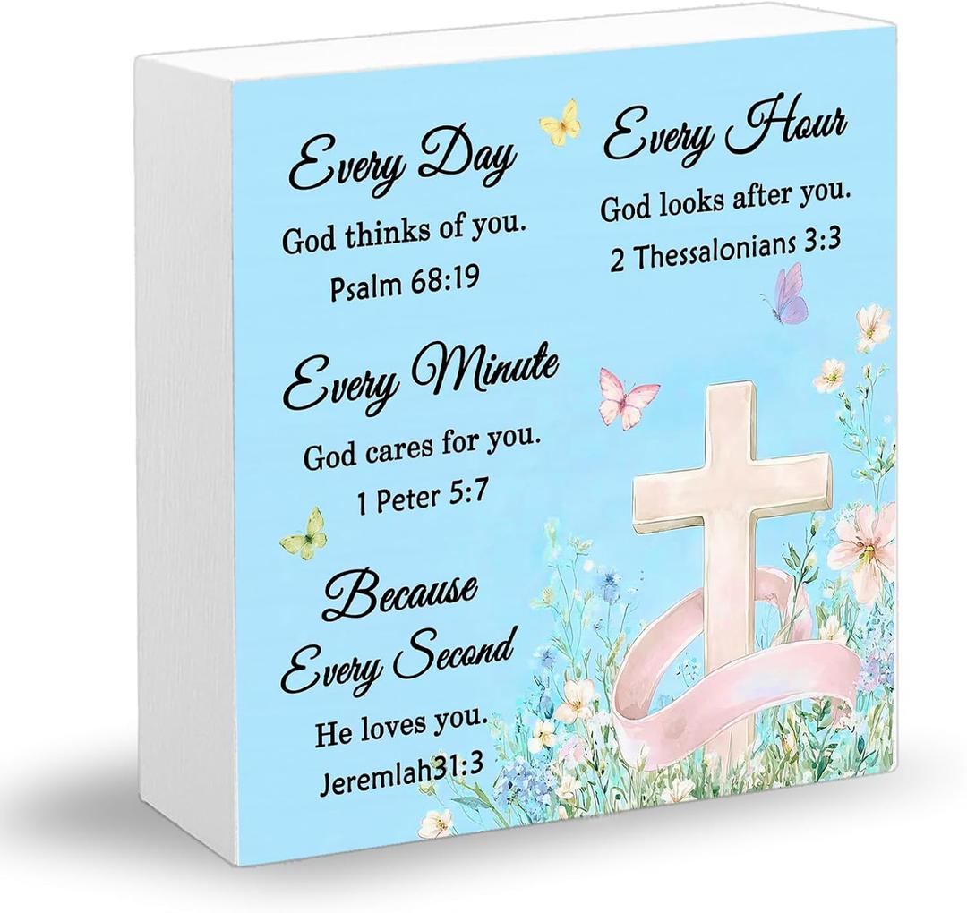 Christian Gifts For Women Wooden Decoration With Bible Verse Best Christian Religious Gifts Spiritual Gift For Women Men Faith Based Gift Every Second God He Loves You