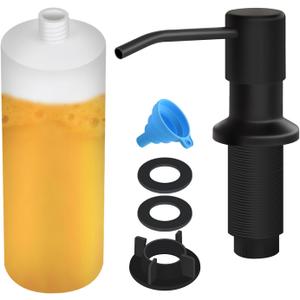 Soap Dispenser for Kitchen Sink, Built in Sink Soap Dispenser Lotion Dispenser with 17 OZ Bottle, Refill from The Top Bar Sink Soap Dispenser, Black (1 Pack)