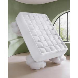 Mattress Pad Queen Size  Quilted Fitted Mattress Protector  Cotton Pillow Top Cover w/ 8-16" Deep Pockets  Thick, Comfy & Plush  Cooling, Breathable & Noiseless  Machine Washable  60 x 80(White)