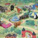 Safari Animals Figures with Activity Play Mat & Storage Box, Realistic Plastic Jumbo Playset, Jungle Wild Zoo Animals Toys for Kids Toddler 3-5, 22Pcs Birthday Gifts Christmas Stocking Stuffers