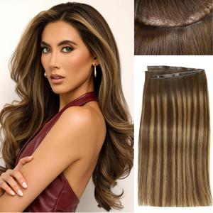 WIGER Invisible Edge Genius Butterfly Hair Extensions Real Human Hair Double Weft Hand-Tied Remy Human Hair Extensions With Dark Roots Injected Highlighted Blonde Micro Bead PU Skin Weft for Women (18 IN)