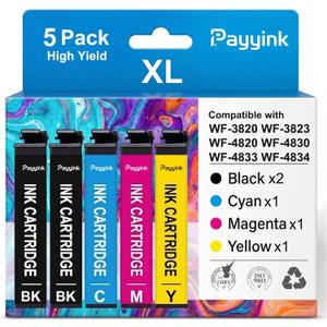 Replacement for 822XL Ink Remanufactured for Epson 822XL Ink Cartridges for 822 XL Work with WF-3820 WF-4830 WF-3823 WF-4820 WF-4833 WF-4834 Printer 2 Black Cyan Magenta Yellow