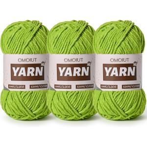 3 Packs Plush Chenille Chunky Crochet Yarn - Baby Yarn for Crocheting Soft - Velvet Yarns Knitting for Blankets Crafts - Fluffy Amigurumi Yarns 300g / 393yd (3 Lime Green)