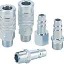 1/2 Air Hose Fittings Set, High Flow 2PCS I/M Industrial Type Coupler with 1/2 MNPT, 3PCS Plugs with 1/2 NPT, 5PCS Steel Air Compressor Accessories Quick Connect Fittings 300PSI