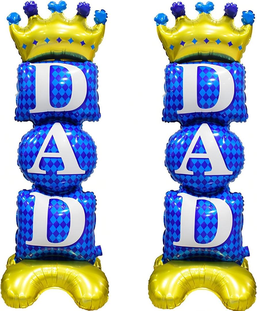 Happy Fathers Day Standing Balloons for Party Decorations, 2Pcs Large Dad Balloon 44.1 Inch(H) x 15.4Inch(W) For Fathers Day Birthday Party Celebrations Decorations