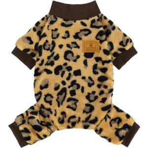 XPUDAC Dog Sweater Leopard Fleece Dog Pajamas for Small Medium Dogs Girl Boy Pet Winter Clothes for Winter Christmas(Small) (Small(Chest:13-14.9"))