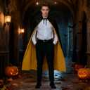 2 x Adult Reversible Cape Stand Collar Cloak Medieval Dracula Vampire Devil Costume Halloween Masquerade Men Women (Yellow)