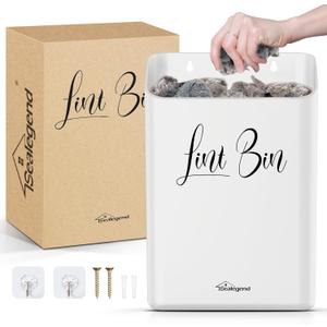 Sealegend Magnetic Lint Bin Lint Trash Can for Laundry Room Organization and Storage Dryer Lint Bin Decor Wall Mounted Space-Saving, White