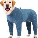 Dog Coats Autumn Winter Jumpsuit for Large Medium Dogs, Warmer Recovery Suit Polar Fleece Dog Bodysuit Lightweight Pajamas Pullover Stretchy Onesie Four-Legged Cold Weather Clothes(5XL, Blue)