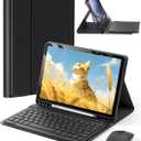 for iPad Air 13 inch (M2-2024, M3-2025) Case Keyboard and iPad Pro 12.9 inch (6th, 5th, 4th, 3rd Generation) Keyboard Case Built-in Pencil Holder with Mouse - Black