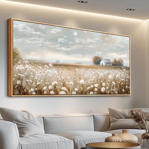 ERQINHUA Canvas Wall Art For Living Room Wall Decor White Flowers Landscape Painting Decor Dining Room Bedroom Bathroom Kitchen Room Wall Artwork Prints Painting For Home Decor Wood Frame 20x40 In (40L" x 20W", White Flowers Landscape Painting Wood Frame)