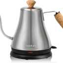 Bodum 27oz Melior Gooseneck Electric Water Kettle, Pour Over Coffee & Tea, Brushed Stainless Steel