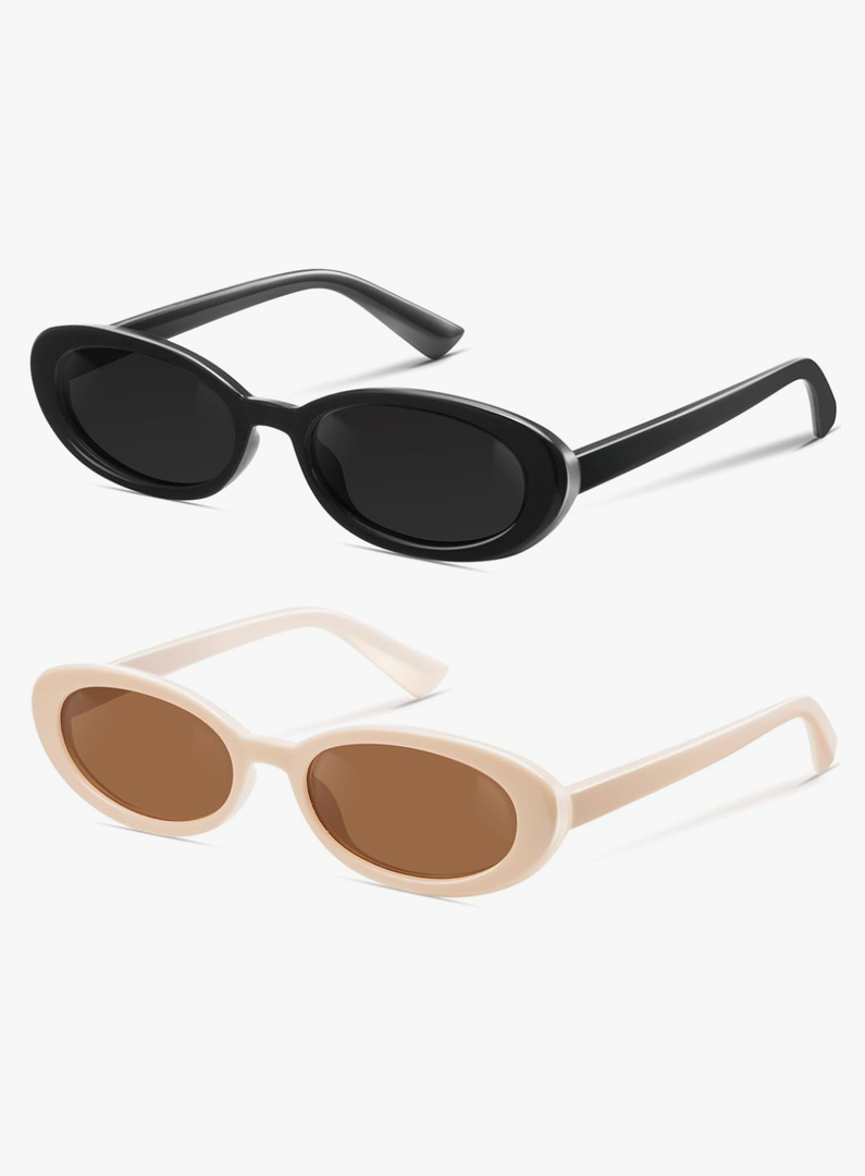 Miyya Old Money Polarized Oval Sunglasses – 2025 Edition, UV400 Protection, Feather-Light Fit & Trendy Colors, Black and Cream