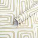 Feisoon 16.14"x197" Boho Peel and Stick Wallpaper Self Adhesive Contact Paper Brown and White Wallpaper Line Patten Wallpaper Modern DIY Removable Wallpaper for Living Room Bedroom Accent Wall Decor, 6 Pack