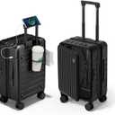 Expandable Lightweight PC Hard Shell Suitcase, 20-inch Carry On Luggage with TSA Lock, 360 Silent Spinner Wheels, Top Opening & Cup Holder - Ideal for Business Travel Suitcase (Black)