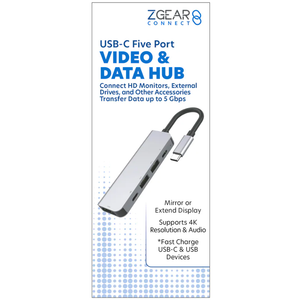 ZGEAR Five Port USB-C Video & Data Hub