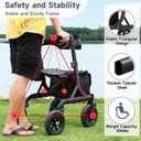 Rollator Walker for Seniors, Foldable All Terrain Rolling Walker with seat, Aluminum Walkers with 10 inch Rubber Wheels, Built-in Cable, Cup Holder, Adjustable Handles and Backrest for Seniors, Black