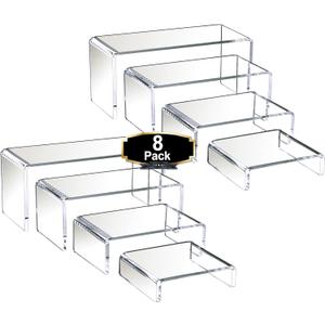 Clear Acrylic Display Stands - Multi-Level Risers for Party Food Display, Retail & Home Decor, 8 Pcs Display Riser Standsacrylic stands for dessert table