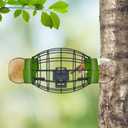 LONA Squirrel Proof Bird Feeding Cage for Outdoors - All-Weather Metal Caged Bird Feeders with Peanut Butter Jar Holder, Chew-Proof Feeding Cage for Small Birds (Oval Cage, 2 Feeding Units)