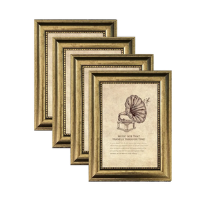 5x7 Picture Frame with Real Glass, 4 set Ornate Vintage Picture Frames for Wall or Tabletop Display, Gold 5 x 7 Frame for Wall home best gift